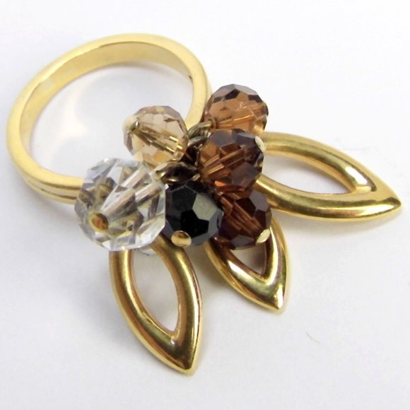 SWAROVSKI Gold over Sterling Silver Dangle Ring - Picture 5 of 9